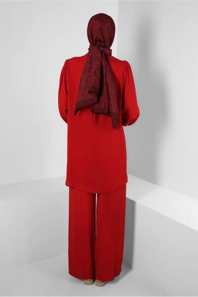 Alvina Ruffle Detailed Balloon Sleeve Trousers Suit 43861