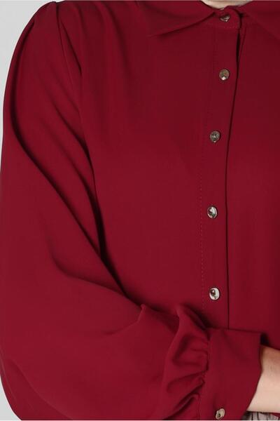 Alvina 43870 Model Blouse with Balloon Sleeve and Button Detail