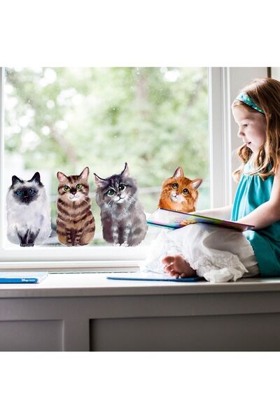 Kt Grup مجموعة ملصقات لغرفة الأطفال لطيفة على شكل قطط صغيرة