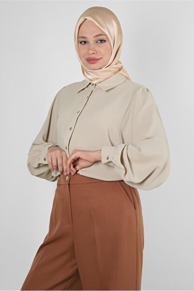 Alvina 43870 Μοντέλο Μπαλόνι Μπλούζα με μανίκια και λεπτομέρεια με κουμπί