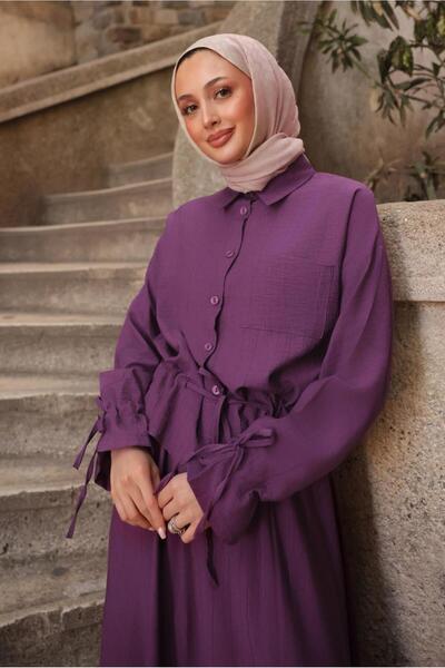 TRENDTESETTÜR KADIN MOR BAĞCIK DETAYLI ETEKLİ TAKIM T 3294