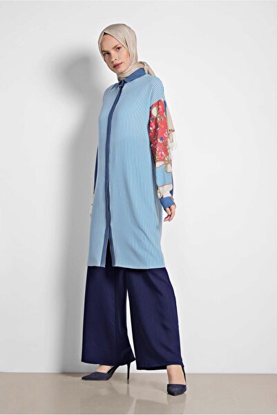 Alvina ÇİZGİ VE ÇİÇEK DESENLİ TUNİK 4113