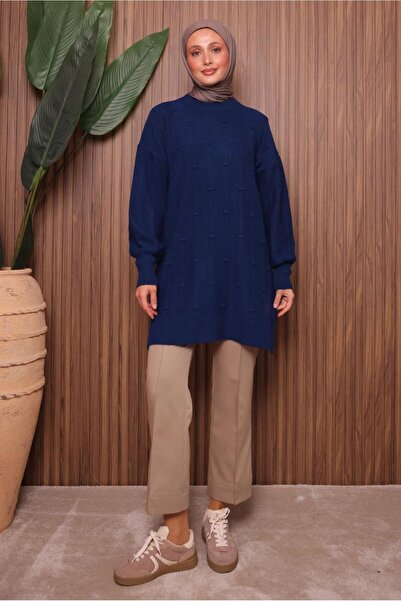 TRENDTESETTÜR KADIN LACİVERT TRİKO TUNİK T 6107