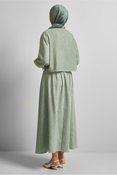 TRENDTESETTÜR Women's Khaki Buttoned Skirt Suit t 1922