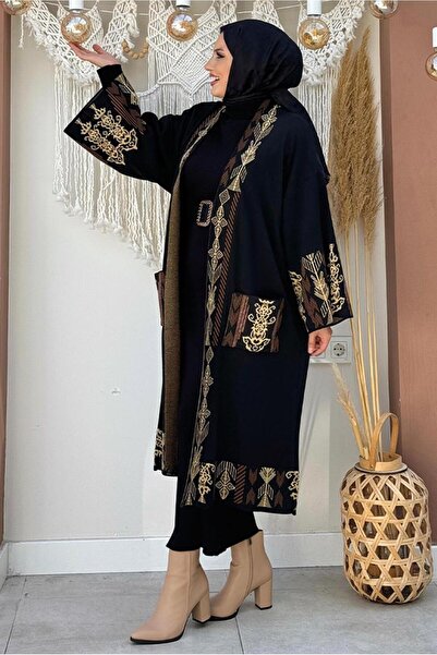 TRENDTESETTÜR ΓΥΝΑΙΚΕΙΑ ΜΑΥΡΗ ΚΕΝΤΗΜΕΝΗ ΛΕΠΤΟΜΕΡΗ ΠΛΕΚΤΗ ΖΑΚΕΤΑ T 30021