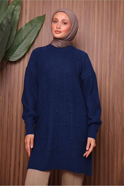 TRENDTESETTÜR Women's Navy Blue Tricot Tunic t 6107