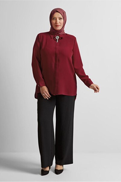 Alvina Plus Size Brooch Detailled Tunic 20752