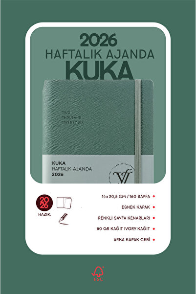 Victoria's Journals Kuka 2026 Weekly Agenda A5 (14X21Cm) Flexible Cover Ivory 80Gr.