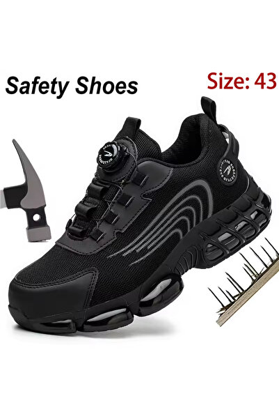 Choice 43 حذاء أمان جديد أسود للرجال، أحذية رياضية غير قابلة للتدمير، أحذية واقية من الفولاذ، مضادة للصدمات