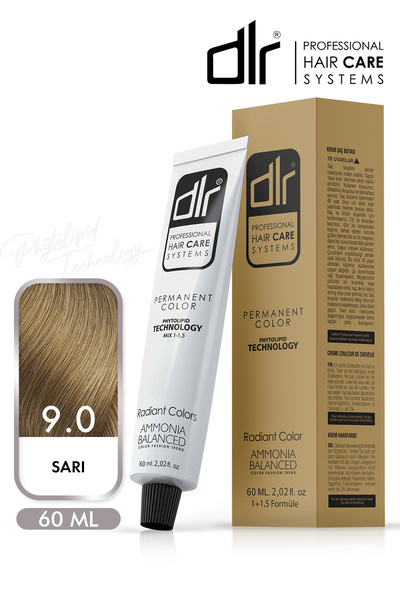 DLR Color Kalıcı Saç Boyası 60ml 9.0 Sarı - Yoğun Beyaz Kapatma-Renk ve Parla...