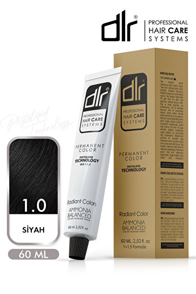 DLR Color Kalıcı Saç Boyası 60ml 1.0 Siyah - Yoğun Beyaz Kapatma-Renk ve Parl...