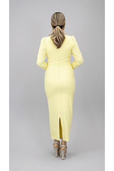 CAREZZA Mimosa - İşlemeli Kalem Abiye - Tereyağ Sarısı