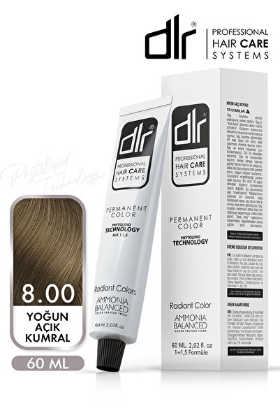 DLR Color Saç Boyası 60ml 8.00 Yoğun Açık Kumral- Profesyonel Kuaför Kalitesi...