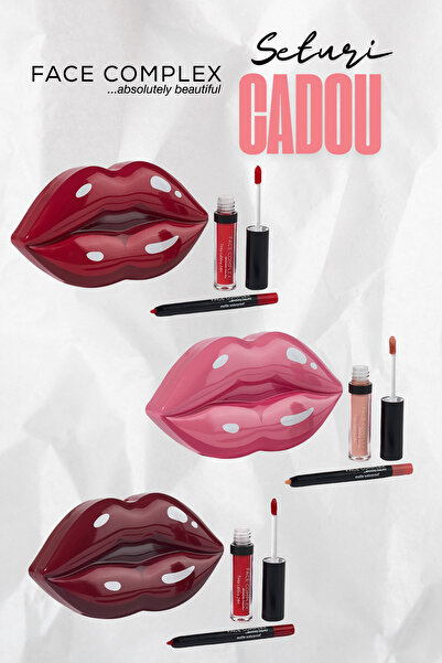 FACE COMPLEX Lip Set Tin 24h Tint Pencil, 24h Waterproof Liquid Lipstick Gift Set, No. 01 - Italy