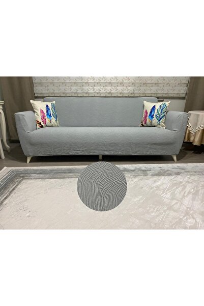 UYUMEV 3311 Model Jacquard Gri Set de huse pentru scaune cu model de căi navigabile - Elastic și lavabil