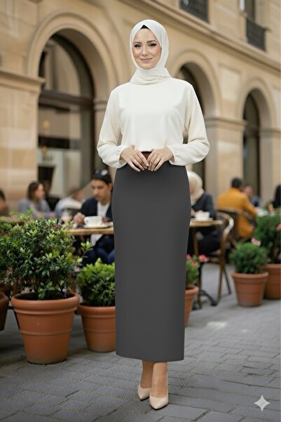 asilmoda Straight Long Black Pencil Skirt