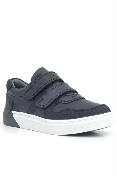 Rakerplus Hakiki Deri Siyah Beyaz Cırtlı Erkek Çocuk Sneaker