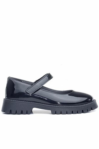 Rakerplus Чорні шкіряні черевики на товстій підошві з застібкою для дівчаток