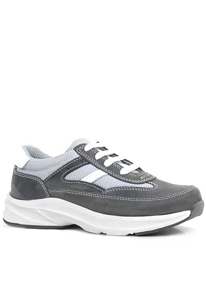 Rakerplus Genuine Leather Anatomical Gray Laced Lightweight Children's Sports Shoes