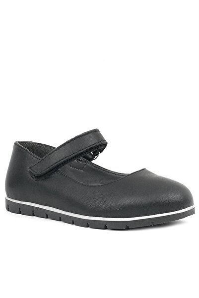 Rakerplus Black Genuine Leather Girls' Ballerinas