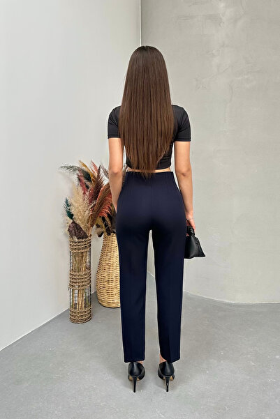 BİKELİFE Kadın Yüksek Bel Pensli Dar Paça Kumaş Pantolon