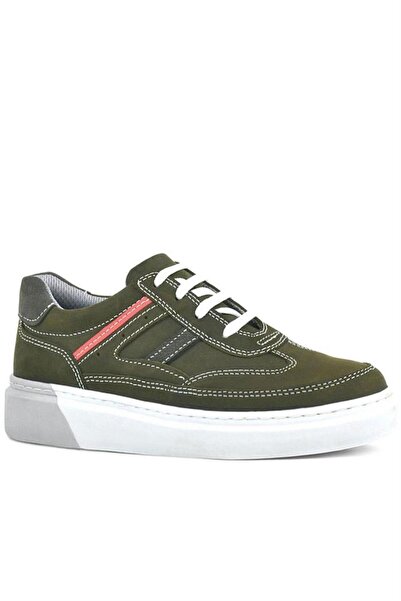 Rakerplus Genuine Leather Khaki Green Children's Daily Sports School Shoes