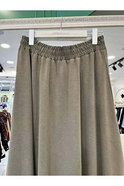 MERAM BUTİK Adn Knitted Cupra Skirt - Khaki - 3