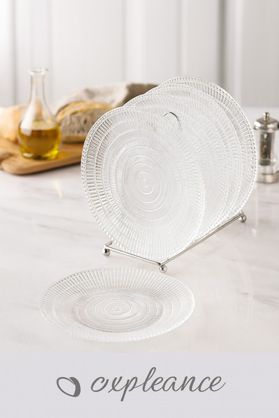 Dania A set of 6-piece glass plates on a golden stand