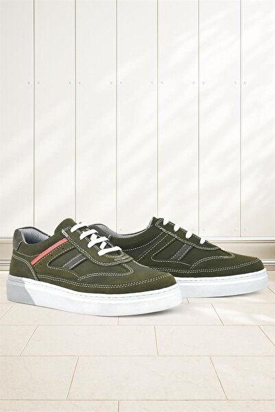 Rakerplus Genuine Leather Khaki Green Children's Daily Sports School Shoes