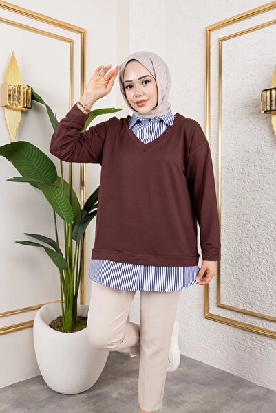 Moda MSK Women's Shirt Detailed Modal Fabric Tunic