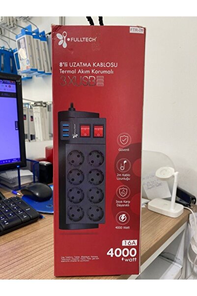 Fulltech Ftr-08 8'li Termal Akım Korumalı 3xusb Li Priz Sadece Elektronik Ürünler Için Uygundur