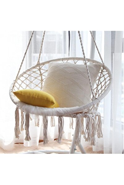fulina Chair Macrame Swing, Handwoven Cotton Macrame Hammock, Indoor and Outdoor Mesh Hanging Chair Swing f