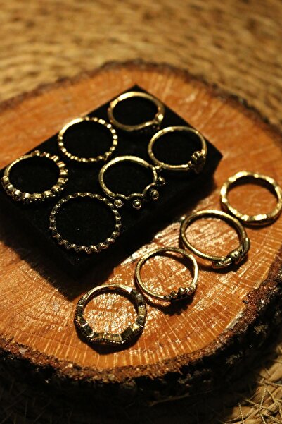 Paganca مجموعة خواتم خاصة برمز الوصل الذهبية مكونة من 10 قطع