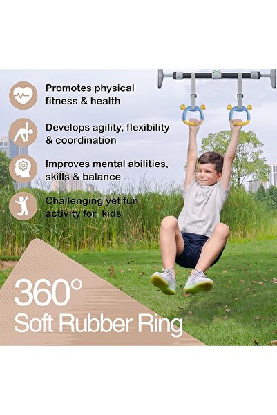 fulina حلقات الجمباز، حلقة سحب للأطفال تدعم 400 كجم، حلقة تعليق جمباز محمولة قابلة للتعديل