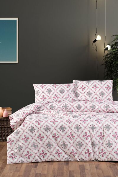 Loova طقم غطاء لحاف مزدوج ''غطاء لحاف + ملاءة مطاطية + 2 غطاء وسادة'' 100% قط...