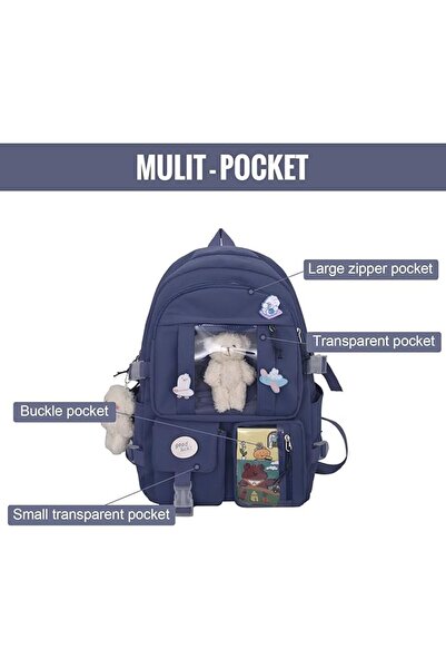 fulina School Backpack for Girls Cute Aesthetic Backpack School Bookbag with Pin and Accessories