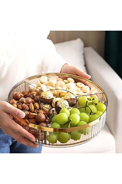 fulina Nut and Candy Serving Tray with Lid Round Plastic Platters Food Storage 28cm/11in Veggie Tray with L