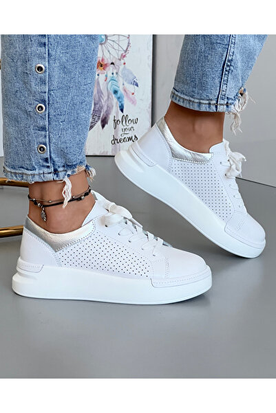 starlike Casual shoes natural leather white perforated AW363