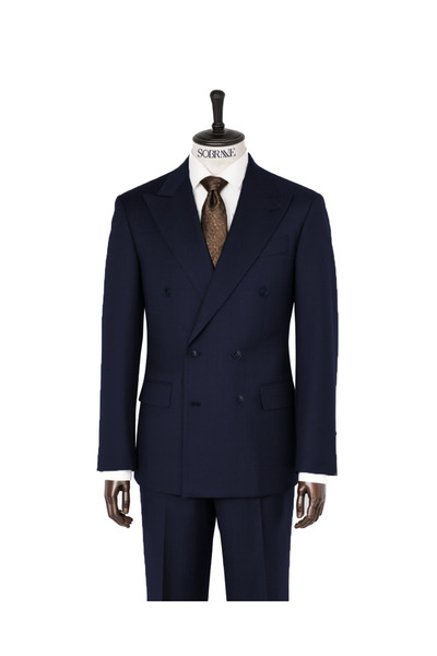 Sobrane Classics Koyu Laciver Slimfit Kruvaze Takım elbise