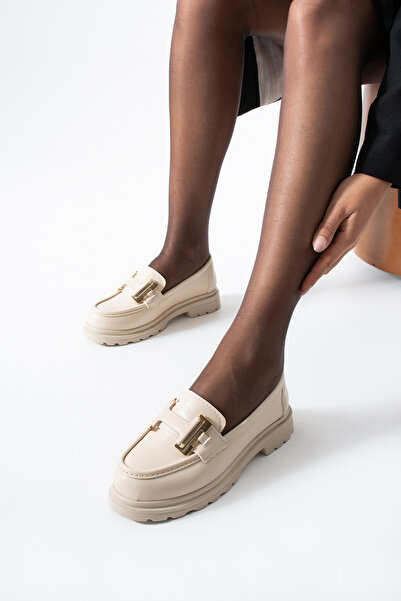 HVZ Exclusive Μπεζ Γυναικεία Loafer Casual Παπούτσια, Παπούτσια Σχολείου, Παπούτσια Λυκείου, Μοκασίνια