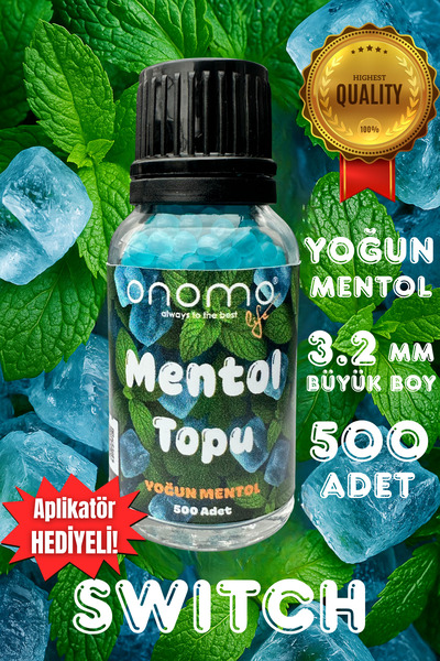 Onomo Premium Mentol Topu Switch Aroma Kapsülleri Yoğun Mentol Ice Mint 500 Adet
