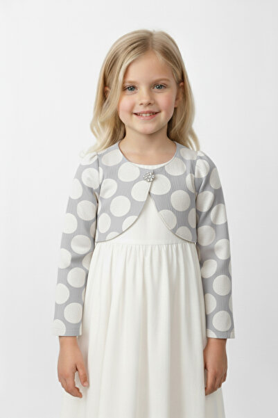 Çocuksan Baby&Kids Wear Дівчачий сірий болеро з крапками - вечірній верх - елегантний пальто для урочистих випадків