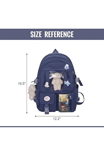 fulina School Backpack for Girls Cute Aesthetic Backpack School Bookbag with Pin and Accessories