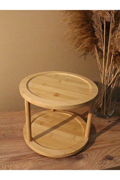 Paganca 2 Tiers Bamboo Round Rotating Serving Rack