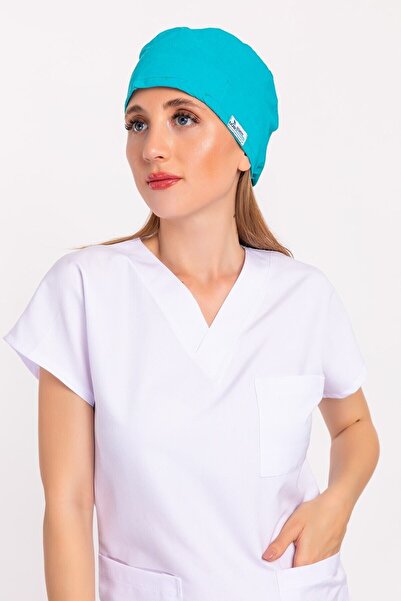 Nur Medikal Giyim Unisex Düz Turkuaz Mavi Renk Hastane Doktor Hemşire Aşçı Ce...