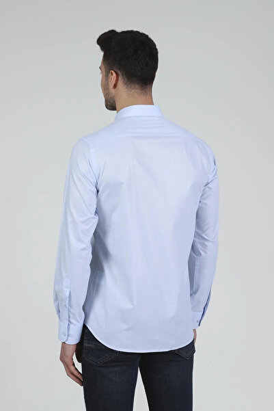Daniel Bessi Long Sleeve Slim Fit Basic Cotton Light Blue Classic Men's Shirt