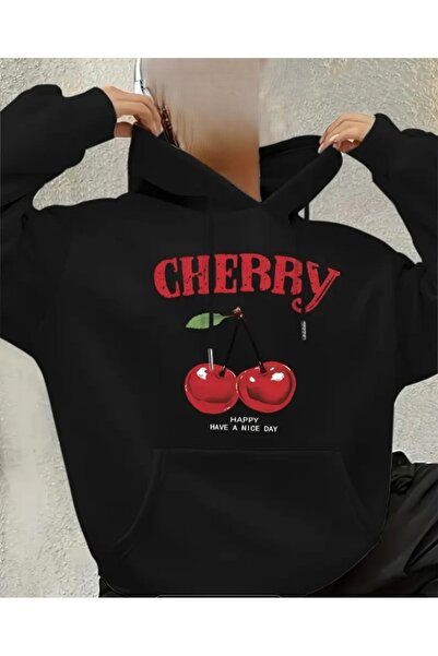 ORVIO Group هودي نسائي مطبوع عليه الكرز (CHERRY)