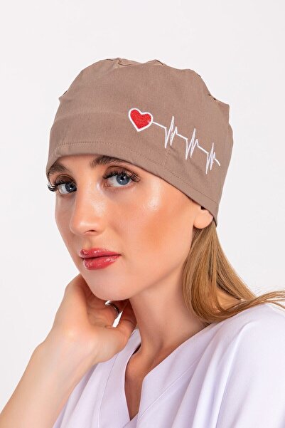 Nur Medikal Giyim Vizon Kalp Ritim Desenli Unisex Cerrahi Bone Doktor Ameliya...