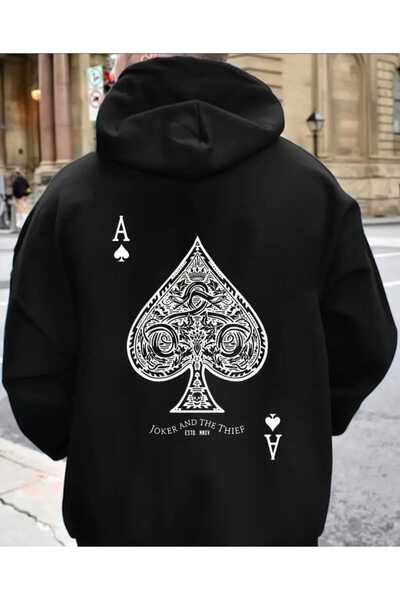 ORVIO Group هودي رجالي فاخر بتصميم آس أوراق اللعب