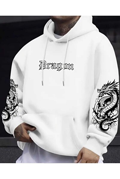 ORVIO Group Hanorac pentru bărbați cu design rafinat cu dragon chinezesc